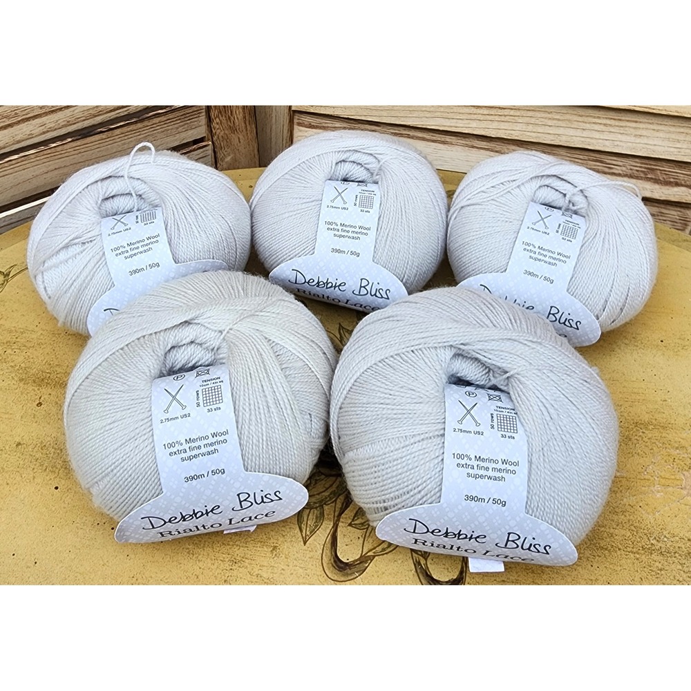 Debbie Bliss 50g Grey 100% Merino Wool Rialto Lace Yarn Lot of 5 Dyelot 328